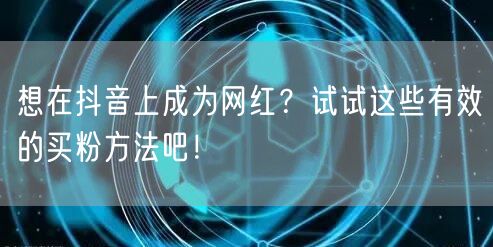 想在抖音上成为网红？试试这些有效的买粉方法吧！