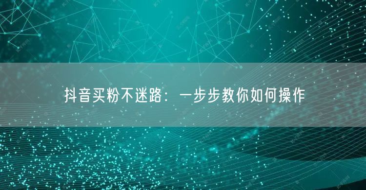 抖音买粉不迷路：一步步教你如何操作